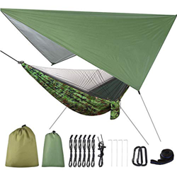 DROHOO Tienda de campaña con mosquitera para Acampar con toldo Impermeable, toldo Verde Militar con Hamaca de Camuflaje en oferta