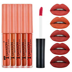 ARTIFUN 5PCS Velvet Lip Gloss Kit,Lipstick Matte Stay on 24H Waterproof Non-stick Cup Liquid Lipstick Gift Set características