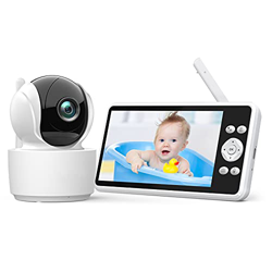 Vigilabebés con Cámara y Audio, 5.0" LCD Bebé Monitor Inteligente, Batería Recargable de 4000mAh, Audio Bidireccional, VOX, Panorámica Inclinación Zoo precio