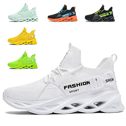 Zapatillas de Deportes Hombre Mujer Zapatos Deportivos Running Zapatillas para Correr Ligero y con Estilo Negro Blanco Gris Dorado G133 White 43 EU en oferta