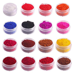 Merkts Polvo de pigmento de lápiz labial comestible de 16 colores, polvo mineral natural de bricolaje usado para hacer brillo de labios precio