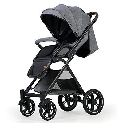 Belecoo Cochecito ligero de 0 meses a 15 kg, plegable rápido, compacto, posición de dormir desde el nacimiento, capota extensible, portavasos reemplaz