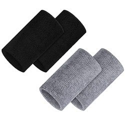 4 Piezas/ 2 Pares Muñequeras Deportivas Muñequeras de Sudor de 5,9 Pulgadas Muñequeras Atléticas Elásticas Banda de Sudor de Tela Transpirable para De precio