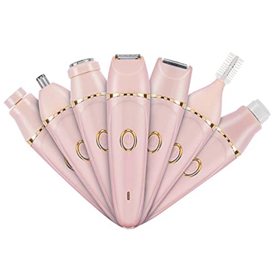 Depiladoras para mujeres 7 en 1, depiladora inalámbrica y afeitadora eléctrica para mujer, kit de depilación recargable para rostro, bikini, piernas y
