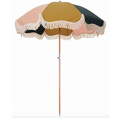 CYY Sombrilla de Playa Impermeable con Ancla de Arena,2.0M Sombrilla de Jardín Flecos Portátil con Mecanismo fe Inclinación-100% Protección UV,para Te