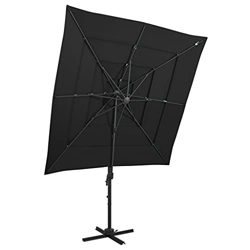 vidaXL Sombrilla de 4 niveles con poste de aluminio para exteriores, sombrilla de jardín, sombrilla de playa, sombra, terraza, patio, patio trasero, r características