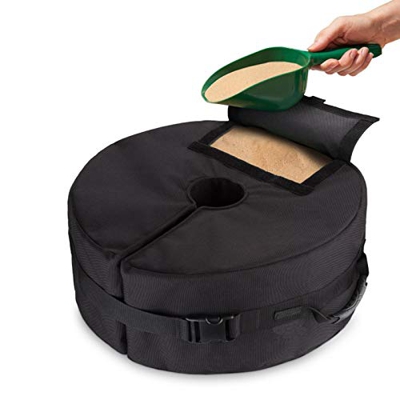 Bestomrogh Bolsa de peso de 46 cm redonda desmontable para paraguas, con gran apertura, tamaño universal, resistente a los rayos UV, bolsas de arena p