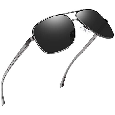 Joopin Gafas de Sol Hombre Polarizadas Aviador UV400 Protección Clásicas Cuadradas Retro para Conducir y Deportes al Aire Libre Negras Gris