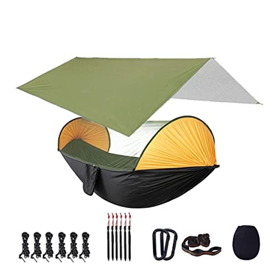 ZSP Hamaca Camping Hamaca con mosquitera y 118x118in Lluvia de Lluvia Tarp, Hamaca Colgante Volando Hamaca hamacas Survival, Viaje Balancearse (Color 