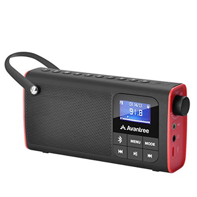 Avantree 3 en 1 Radio FM Portátil con Altavoz Bluetooth y Reproductor de Tarjeta SD MP3, Auto-búsqueda y Memorización, Pantalla LED, Batería Recargabl