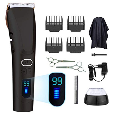 Cortapelos Hombre Inalámbricos, Maquina Cortar Pelo con Pantalla LED, Ajuste de Longitud Ajustable de 1-13.9 mm para Peluquería y Familia