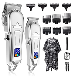 LURNOFY Cortapelos Hombre, Máquina Cortar Pelo Profesional, Recortadora de Barba Recargable, Kit de Corte Inalámbrico con Cuchilla en T, con Pantalla  en oferta