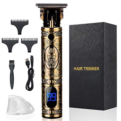 Cortapelos para hombres, kit de corte de pelo eléctrico profesional cero brecha recortadora de barba con pantalla LCD de cantidad de electricidad, sin