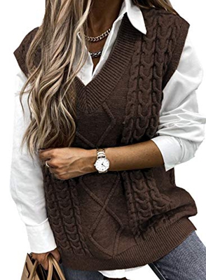 Aleumdr Mujer Chaleco Sin Mangas Jersey Sin Mangas Punto Suéter Fino Cuello Casual Jersey de Punto para Mujer sin Mangas Chaleco sin Mangas con Cuello
