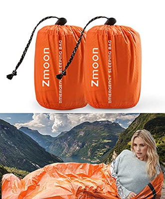 Shayson Saco de Emergencia Dormir,Aislamiento Térmico, Exterior Brillante Naranja Fácil de Localizar Portátil,para Acampar Supervivencia Al Aire Libre
