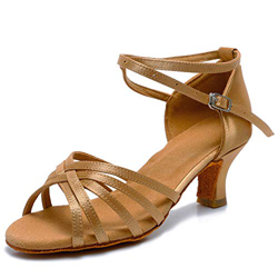 VASHCAME - Sandalias de Baile/Latina/Estándar de Baile de Mujer, Beige Heel 5cm, 37.5 EU características