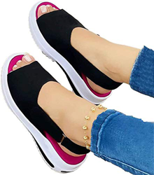 Chagoo 2021 Sandalias de Punto Deportivas cómodas para Mujer, Sandalias de Mujer con Tacones Planos Informales con Parte Inferior Gruesa y Boca de pez características