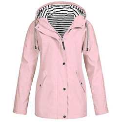 CNBOY Chubasquero con capucha, impermeable, ligero, para mujer, cortavientos, prenda ideal para exteriores (Rosa, L) en oferta