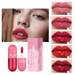 Amaeen Cápsula de 5 Colores Lápiz Labial Mate Lápiz Labial Líquido de Terciopelo Duradero Impermeable Taza Antiadherente No Se Desvanece en oferta