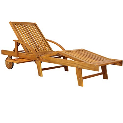 Deuba Tumbona de Madera de Acacia Tami Sun con Mesa Plegable reposapies Ajustable para jardín terraza Interior y Exterior