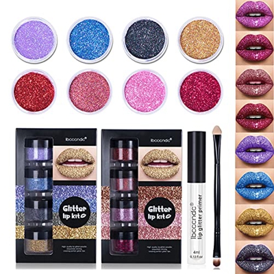 Glitter Lip Kit De Stay Golden Cosmetics,Glitter Lip Kit Stay Golden Baeby,4 Color Diamond Glitter Metallic Lipstick,Smudgeproof And Long-Lasting Set 