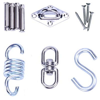 Kit de suspensión universal - Kit de montaje en techo resistente y resistente - Admite 500 libras - Montaje de gancho, gancho giratorio, resorte, ganc