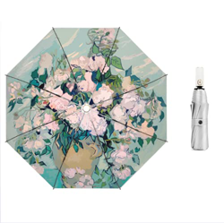 FGART Sombrilla Anti-Ultravioleta Triple Parasol de Doble Uso sombrilla de Sol Pintura al óleo automática portátil Compacto Femenino Soleado en oferta