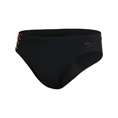 Speedo Tech Panel 7 cm Swim Briefs Hombre, Hombre, 809739G183, Noir/Lazer Lemon/Dragonfire Orange, Extra-Large