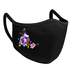 N / B Negro Las_Mascarillas Adultos Algodón Estampado Floral Respirable Adecuado l_avables y Reutilizables No Se Empaña Fácilmente, Se Adapta A La Car en oferta