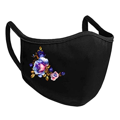 N / B Negro Las_Mascarillas Adultos Algodón Estampado Floral Respirable Adecuado l_avables y Reutilizables No Se Empaña Fácilmente, Se Adapta A La Car