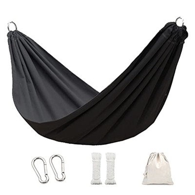 ZSP Hamaca Hamaca con Barra de esparcidor, Cama de Tela: para Patio al Aire Libre, Porche y hamacas portátiles de Patio Balancearse (Color : Black)
