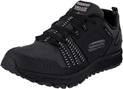 Skechers Escape Plan, Zapatillas Hombre, Negro (Black Leather/Mesh/Trim BBK), 42 EU