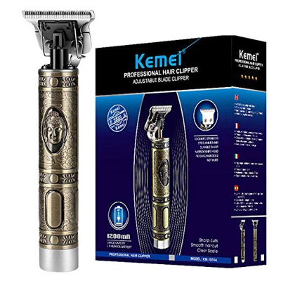 KEMEI Cortapelos para Hombres Recortadora de peluquería Profesional Cuchilla en T Recargable USB 0mm Cortapelos con Detalle de Cero Espacios,Buddha