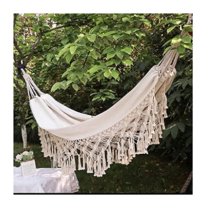 ZSP Hamaca Hamaca portátil Fringe Double Hamaca Silla Silla DE Shirting HAMPO DE Cambio HAMPOS DE LONCIAS ESPUERTAS Balancearse (Color : Creamy-White)