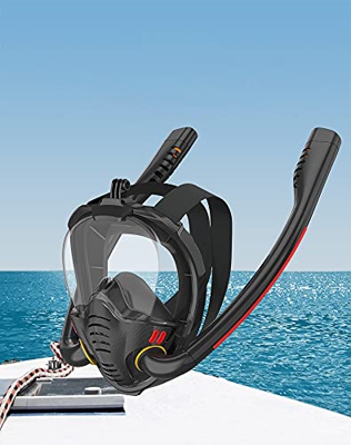 Raitly Máscara de esnórquel, máscara de buceo de 180°, máscara panorámica, profesional, antivaho, tubo de doble respiración, desmontable, adecuada par