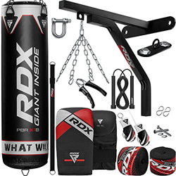 RDX Saco de Boxeo Relleno MMA Muay Thai Kick Boxing Artes Marciales con Soporte Pared Cadena Guantes 17PC 4FT 5FT Punching Bag características