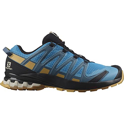 Salomon XA Pro 3D V8 Hombre Zapatos de trail running, Azul (Barrier Reef/Fall Leaf/Bronze Brown), 44 EU