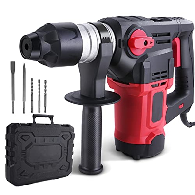 Taladro Percutor 1500W, Taladro de Pared 7.4J, 4350BPM, 6 velocidades, Portabrocas SDS Plus, Embrague de seguridad y tecnología de amortiguación de vi