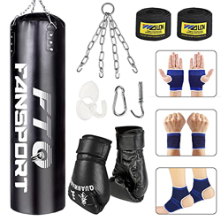 Fansport 14 PCS Saco de Boxeo,3.2 FT Punching Bag sin Relleno con Guantes De Entrenamiento Tailandeses Saco Boxeo Adulto para Entrenar Ejercicio Físic precio