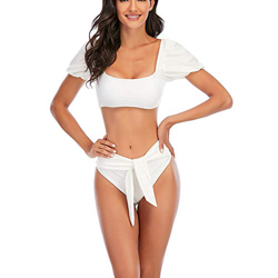 Meioro Mujer Trajes de Baño Bikini Conjunto Sexy Push Up Traje de Baño de Nudo Manga de Soplo Bikinis de Playa Acolchado Bañador Brasileño Verano Swim en oferta