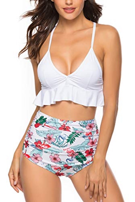 UMIPUBO Bikinis Mujer Push Up Halter Bikini Traje de baño Conjunto de Bikini de Play Acolchado Bra Tops y Braguitas Dos Piezas Bikini Sets Volante Est