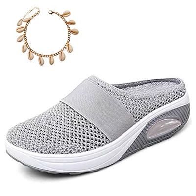 Zapatos ortopédicos para caminar con cojín de aire para mujer, zapatos ortopédicos para caminar con diabéticos, transpirables, casuales, con cojín de 