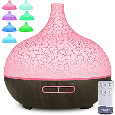 MAISITOO Humidificador ultrasónico y difusor de Aroma 550 ml.Ultra silencioso,Apagado Automático.Humidificador Aceites Esenciales con Control Remoto y