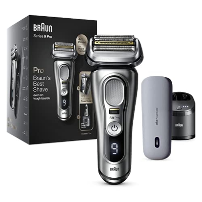 Braun Series 9 Pro 9477cc - Afeitadora eléctrica para hombre, cabezal de afeitado 4+1 con ProLift Trimmer, PowerCase, estación de limpieza 5 en 1, 60 