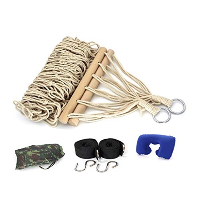 ZSP Hamaca Hamaca de Acampada de Cuerda de algodón de palillo de Madera,Hamaca de Swing de Red para Cama de Red para Exteriores Cama Balancearse (Colo