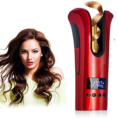 XKESBS Rizador de Pelo automático Rizador de Pelo automático Rotación de cerámica Sin unir Giro y Rizo automáticos con dirección Digital LED y Ajuste 