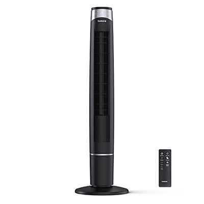 Tomons Ventilador de Torre con Mando ad Dstancia 120cm de Altura, sin Aspas, Pantalla LED Control Táctil, Función de Temporización, 4 modos, 6 Velocid