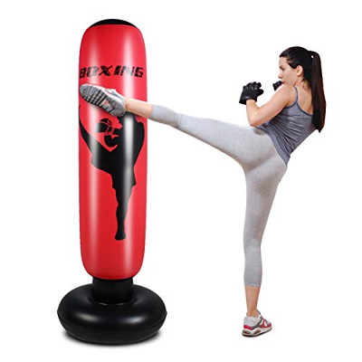 Saco de boxeo inflable para niños, bolsa de boxeo de pie para rebote inmediato de espalda pesada bolsa de boxeo para practicar karate, taekwondo, bols