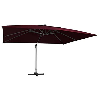 FAMIROSA Sombrilla voladiza con Luces LED Rojo Burdeos 400x300 cm-20,95KG