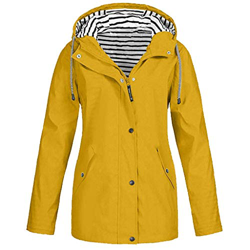 CNBOY Chubasquero con capucha, impermeable, ligero, para mujer, cortavientos, prenda ideal para exteriores (Amarillo, S) en oferta